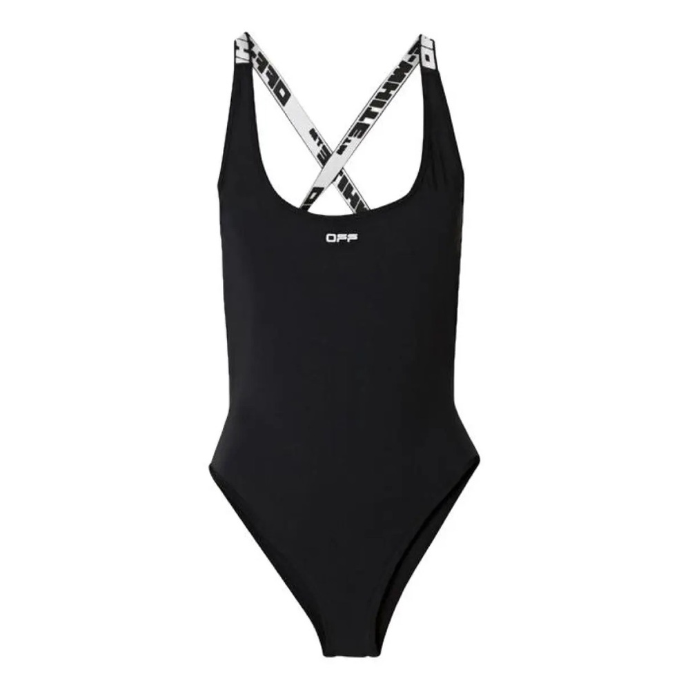 Off-White Black bathing suit with Signature Label